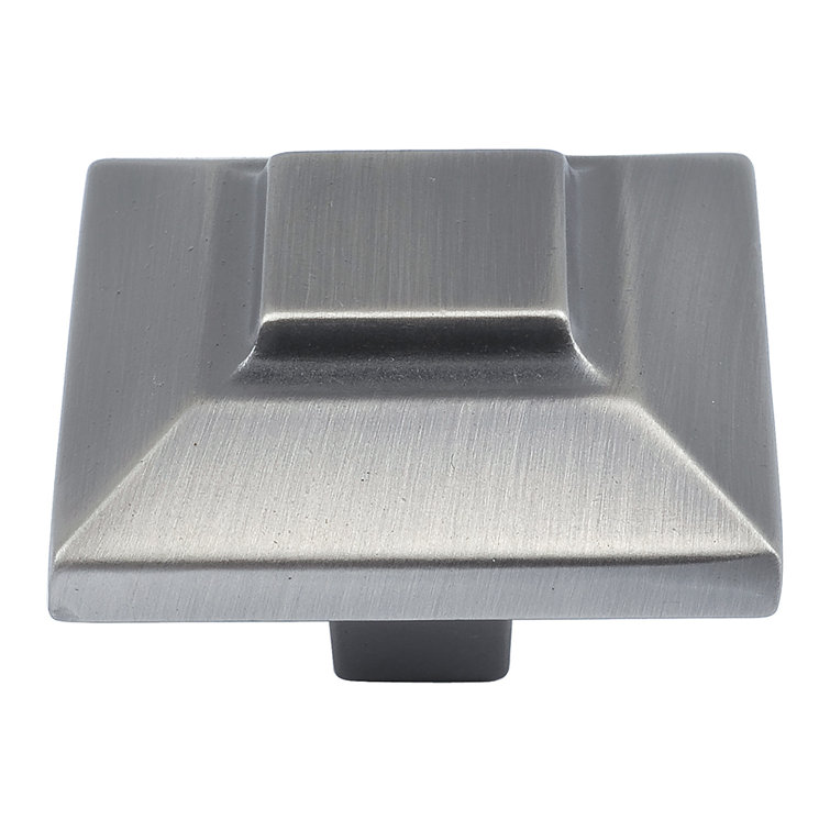 Pewter Square Knob with Mounting Hardware, 1 1/2" Length