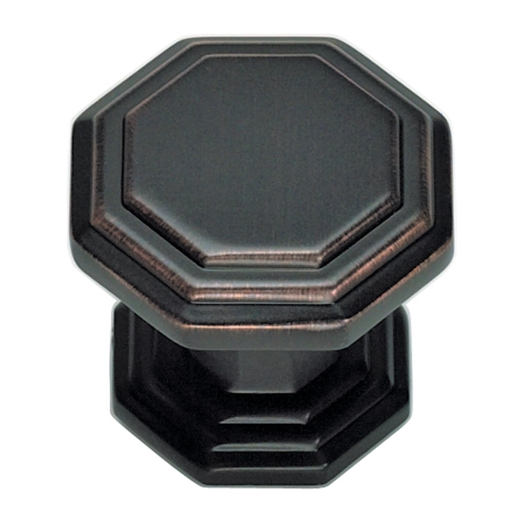 Venetian Bronze Geometric Round Knob with Mounting Hardware