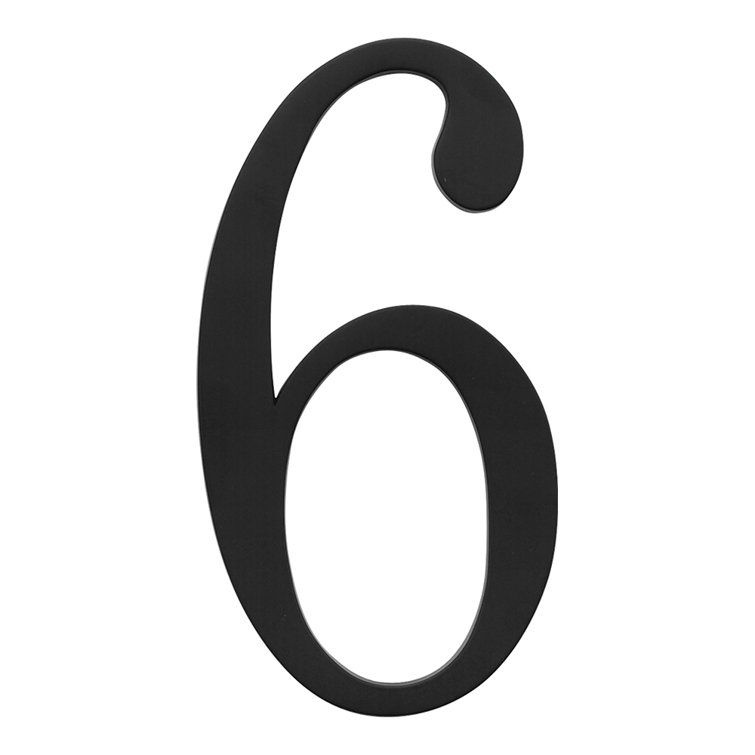 Matte Black Stainless Steel House Number 6"
