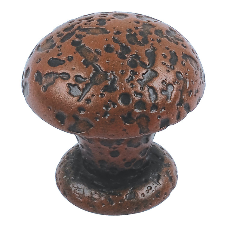 Rustic Round Rust Metal Mushroom Knob with Mounting Hardware