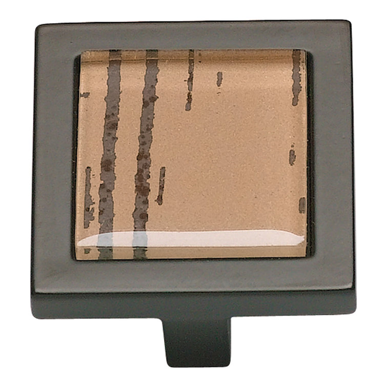Aged Bronze Square Knob with Brushed Finish