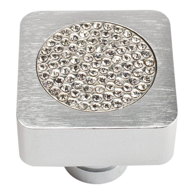 Modern Matte Chrome Square Knob with Mounting Hardware