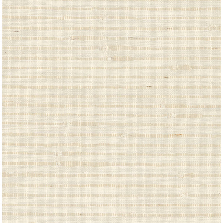 Cream Banded Grasscloth 36" x 9.75 ft Textured Wallpaper Roll
