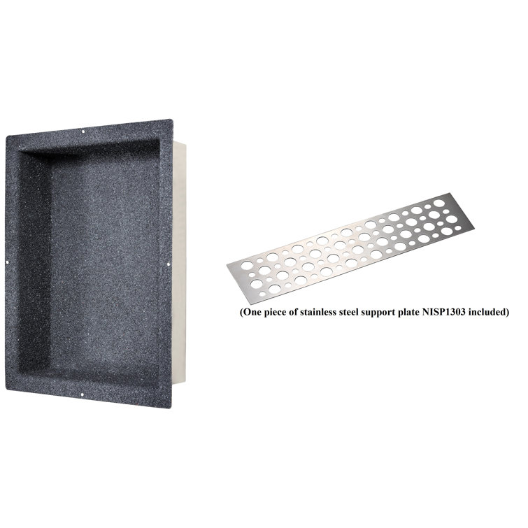 18" x 14" Sand Coated Stainless Steel Shower Niche with Support Plate