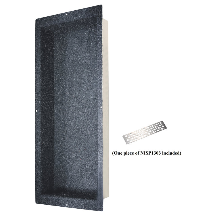 Rectangular Black Stainless Steel Shower Niche with Support Plate