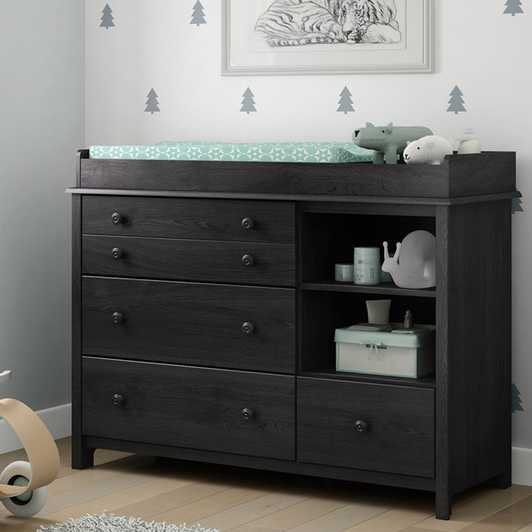 Gray Oak 47" Transitional Changing Table Dresser with Drawers