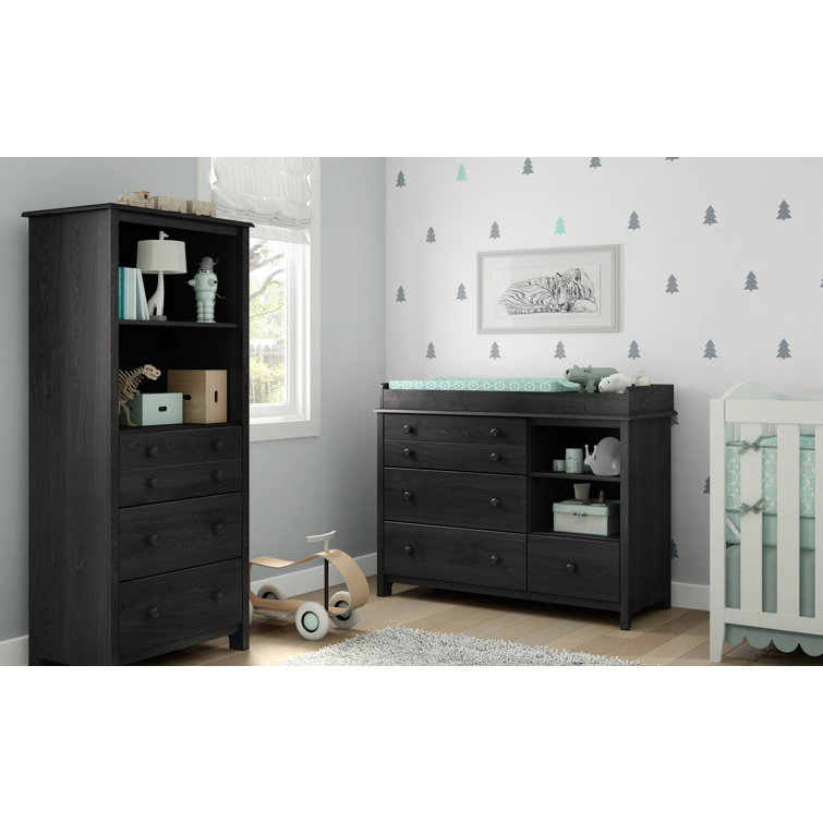 Gray Oak 47" Transitional Changing Table Dresser with Drawers