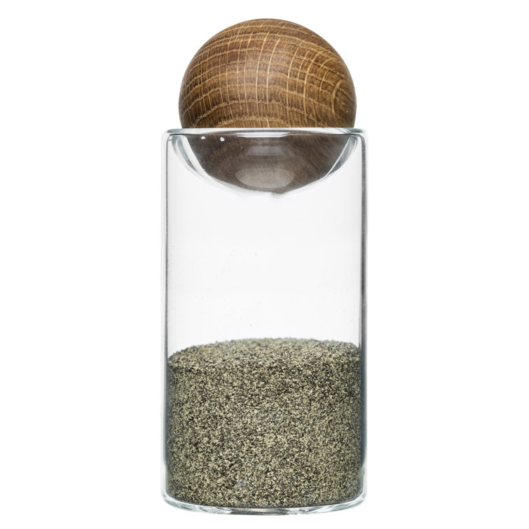 Clear Glass Salt and Pepper Shaker Set with Oak Stoppers