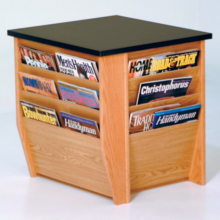 Light Oak and Black Granite Top Rectangular End Table