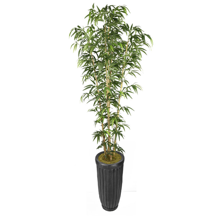 93" Tall Artificial Bamboo Tree in White Planter