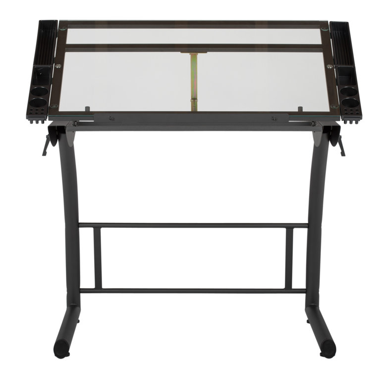 Versatile TriFlex 45" Glass Top Adjustable Drafting Table, Black