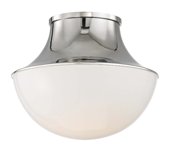 Lettie Large Polished Nickel LED Globe Flush Mount with White Glass Shade
