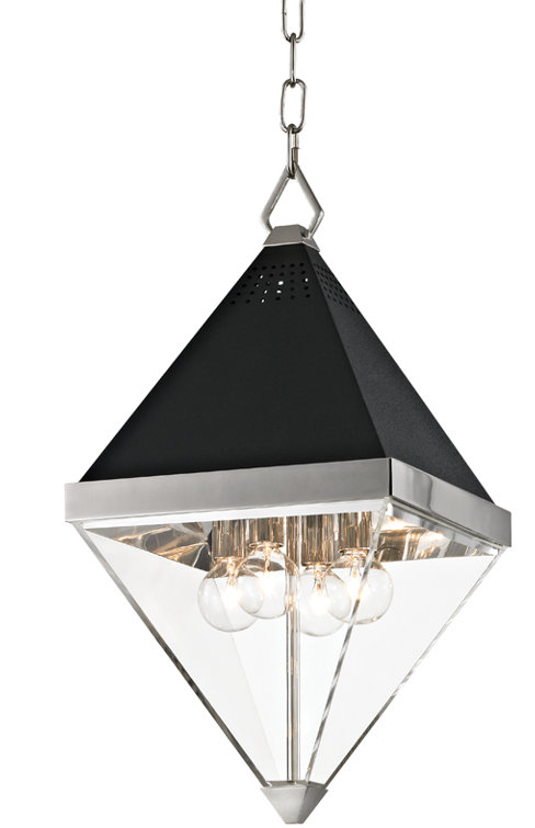 Coltrane Split Diamond 4-Light Pendant in Polished Nickel