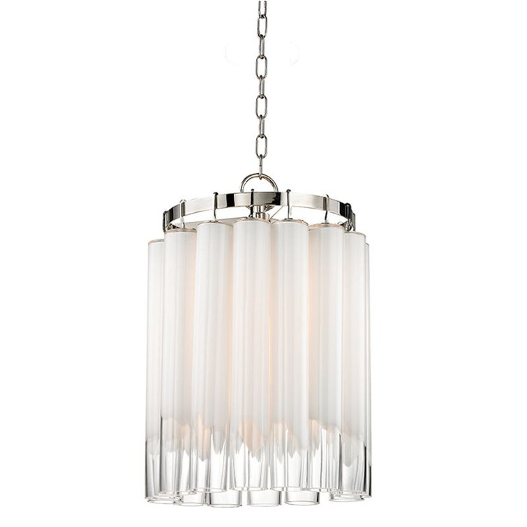 Polished Nickel 4-Light Island Pendant with Opal White Glass