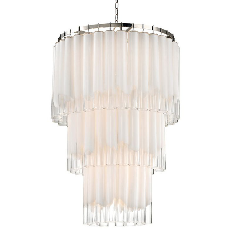 Tyrell Polished Nickel 16-Light Tiered Chandelier with Glass Shades