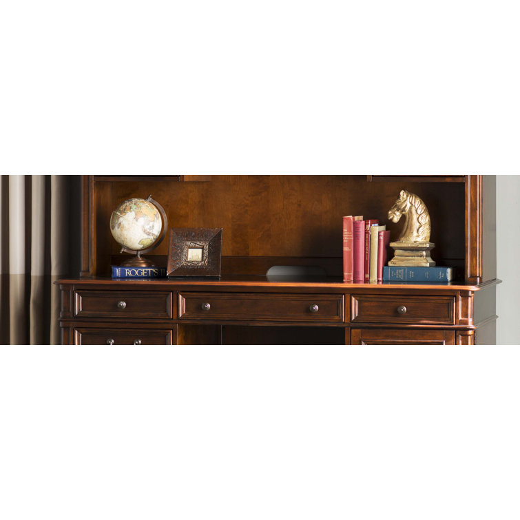 Brown Solid Wood Traditional Executive Desk with Drawers