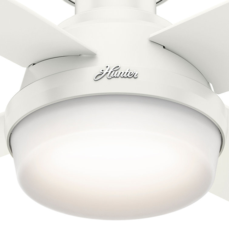 44" White Low Profile Ceiling Fan with LED Light and Remote