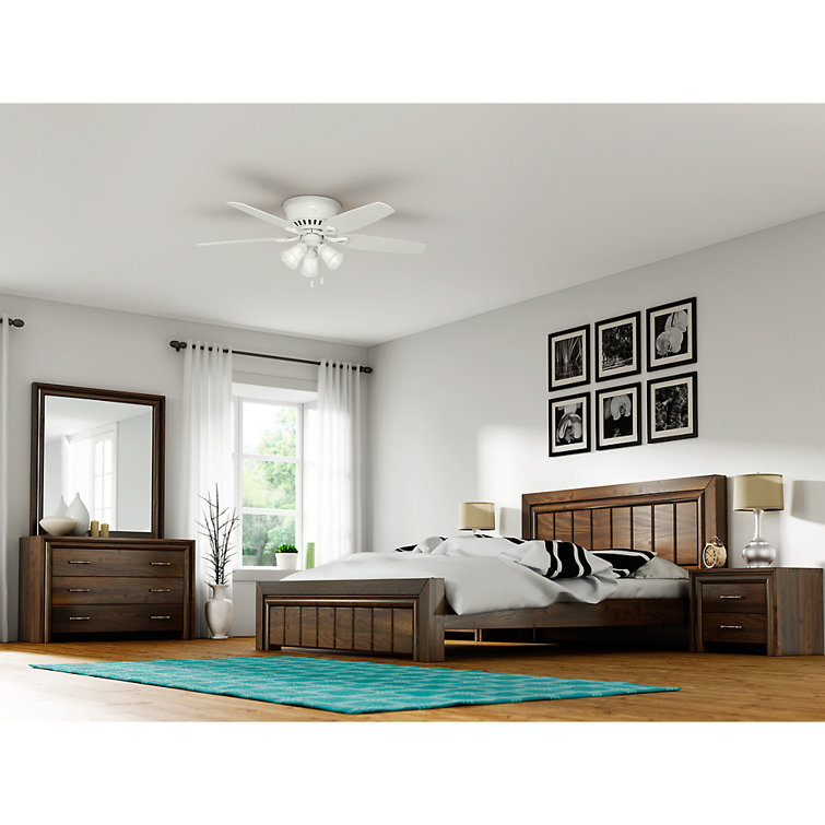 52" Snow White Low Profile Ceiling Fan with LED Chandelier Lighting