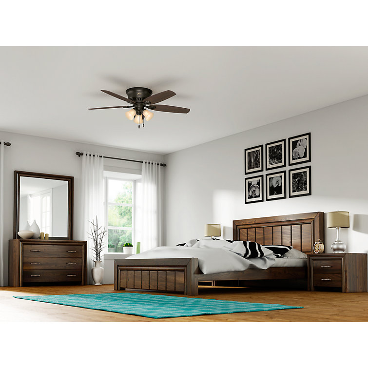 Hunter Low Profile 52" Bronze Ceiling Fan with LED Light and Remote Control