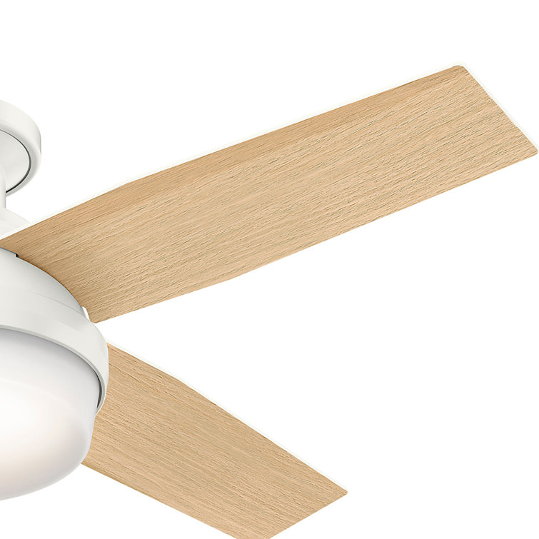 44" White Low Profile Ceiling Fan with LED Light and Remote