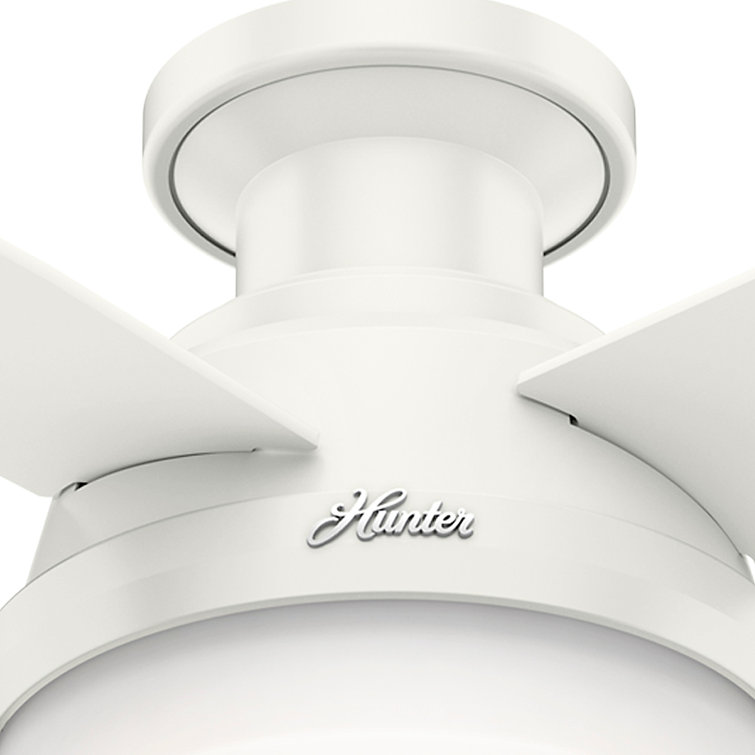44" White Low Profile Ceiling Fan with LED Light and Remote
