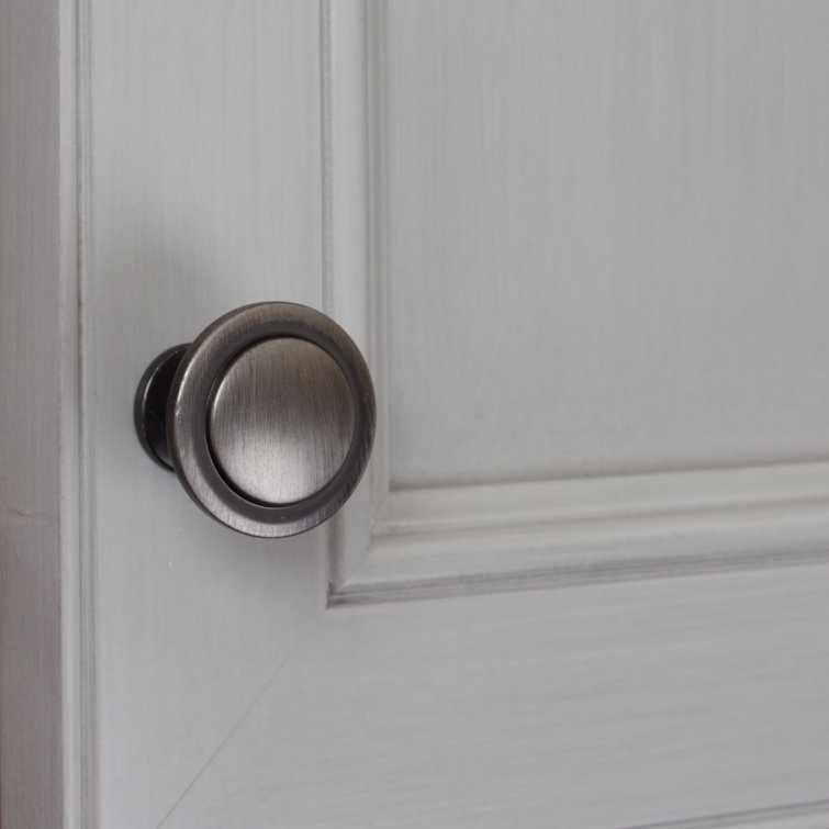 1.25" Round Satin Pewter Cabinet Knob with Mounting Hardware