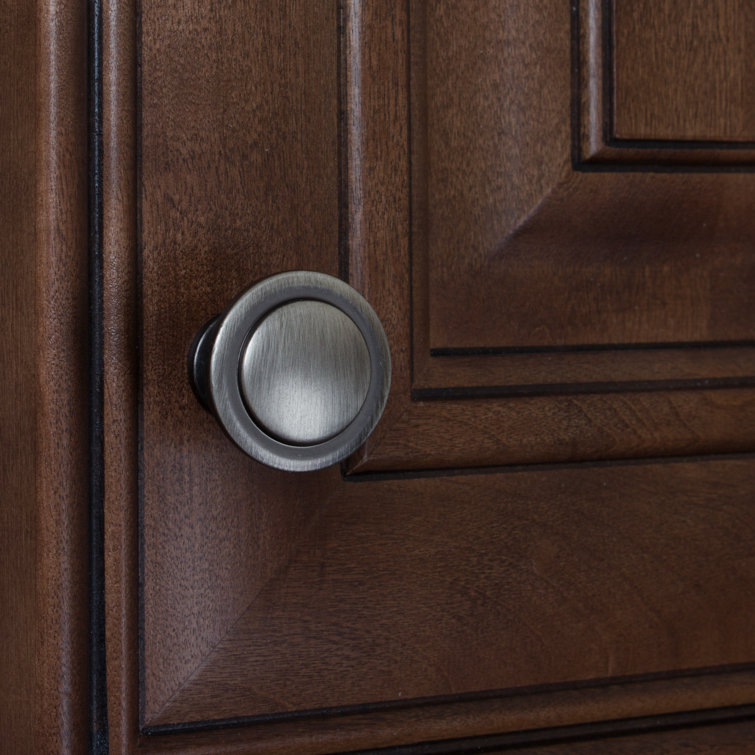1.25" Round Satin Pewter Cabinet Knob with Mounting Hardware
