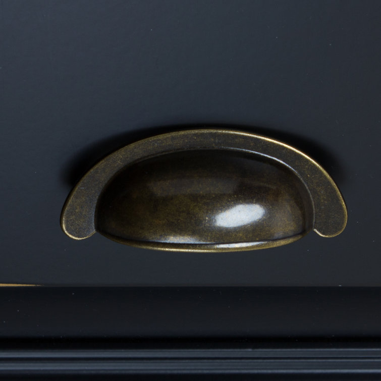 Antique Brass Matte Cup Bin Pull with Mounting Hardware