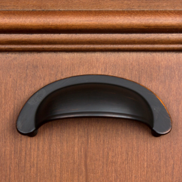 Oil Rubbed Bronze Traditional Cup Bin Pull with Mounting Hardware