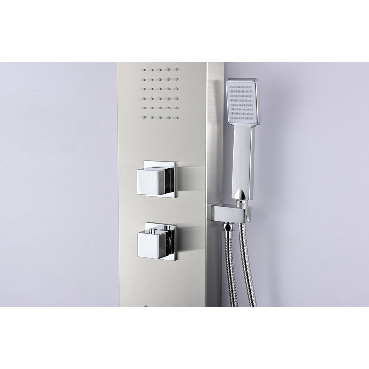 Expanse 64'' Brushed Steel Full Body Shower Panel with Jets