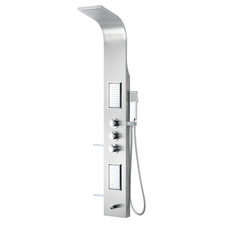 Mesmer 58'' Brushed Steel Shower Panel with Rain Shower
