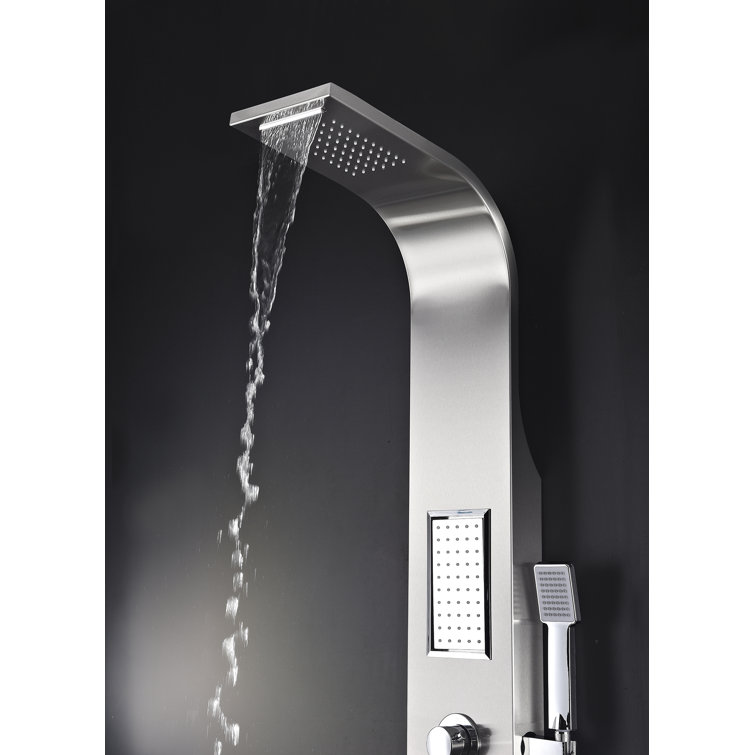 Mesmer 58'' Brushed Steel Shower Panel with Rain Shower