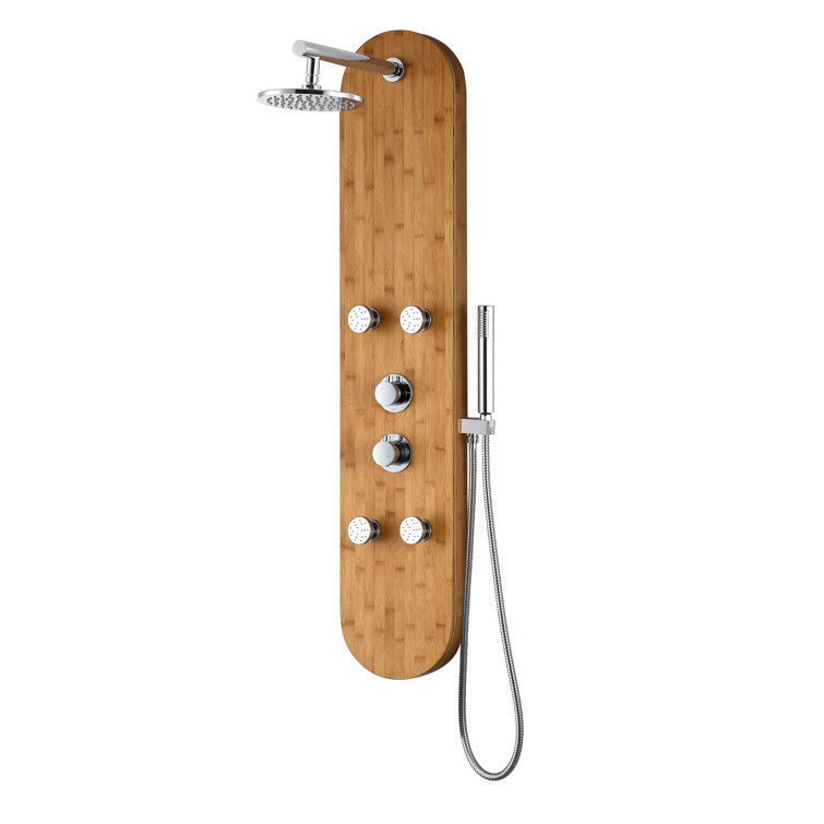 Natural Bamboo 52" Shower Panel with Rain Shower and Spray Wand