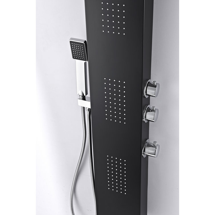 Black Aluminum 66'' Shower Panel with Rain Shower Head