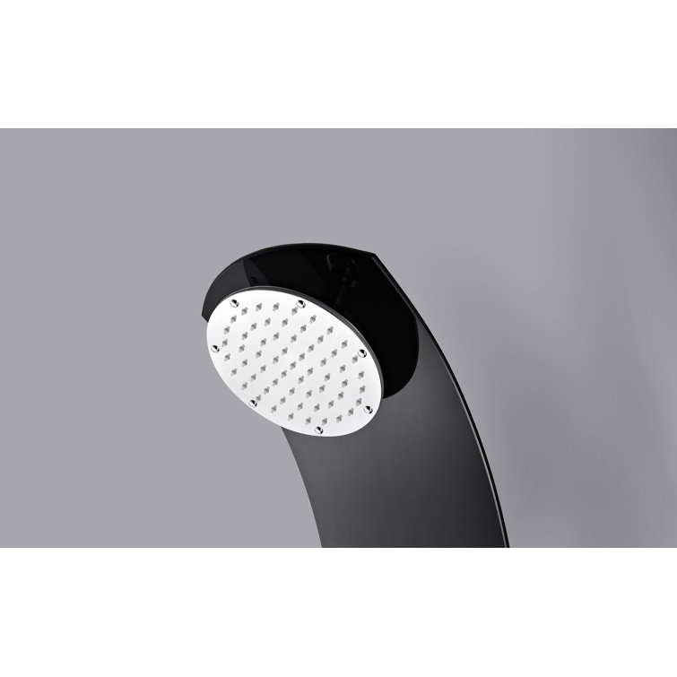 Colossal 56'' Black Tempered Glass Shower Panel with Adjustable Jets