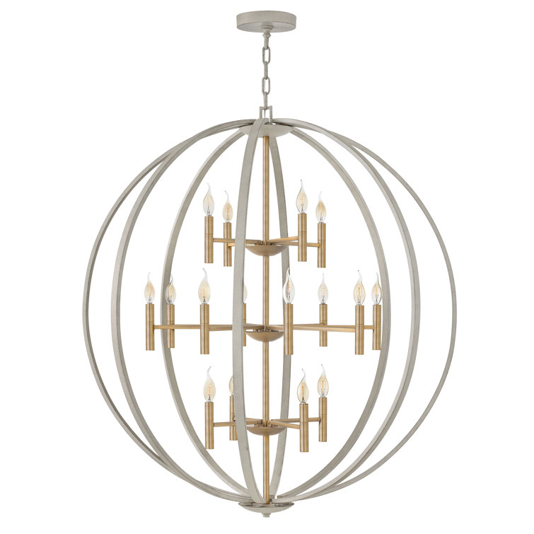 Euclid Transitional-Modern 12-Light Globe Pendant in Cement Gray