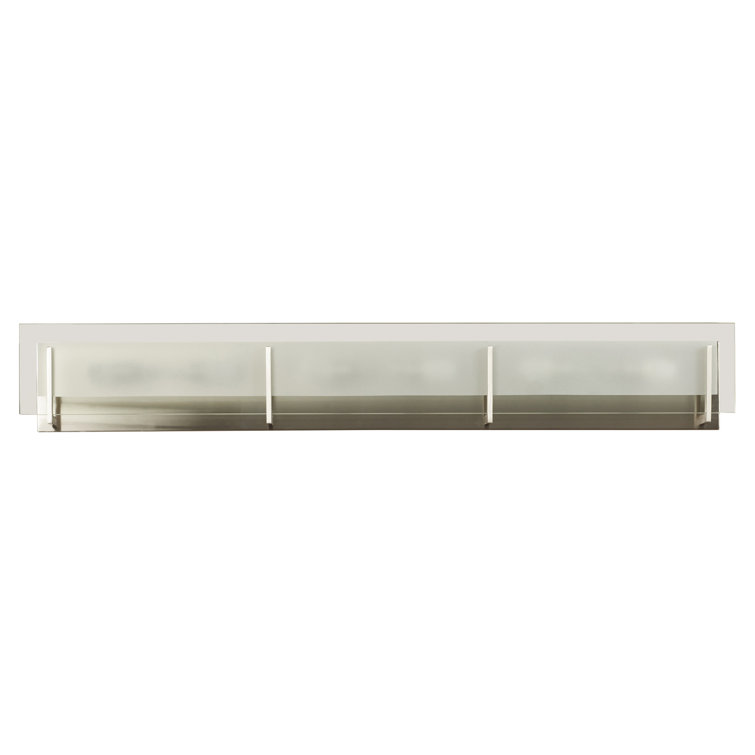 Latitude Sleek 6-Light Brushed Nickel Outdoor Bath Bar with Clear Etched Glass