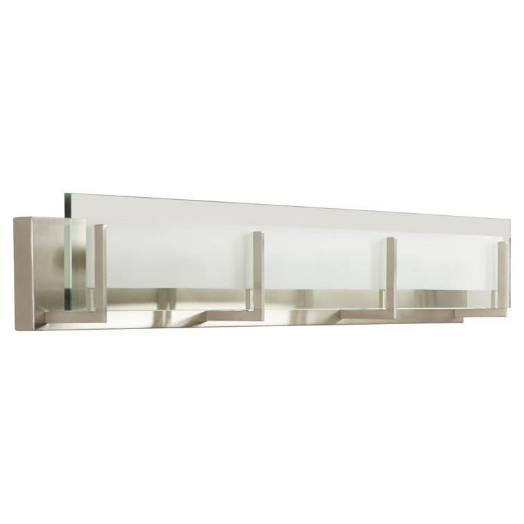 Latitude Sleek 6-Light Brushed Nickel Outdoor Bath Bar with Clear Etched Glass