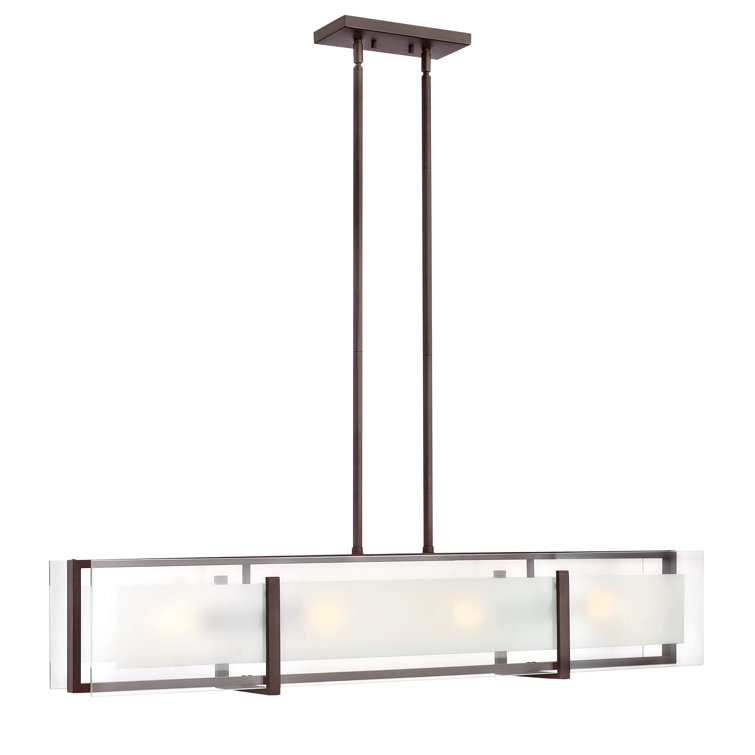 Latitude Sleek Oil Rubbed Bronze 4-Light Chandelier with Clear Etched Glass