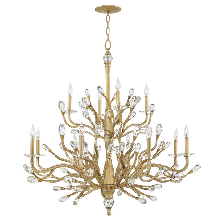 Eve Graceful Vine 12-Light Champagne Gold Crystal Bud Chandelier
