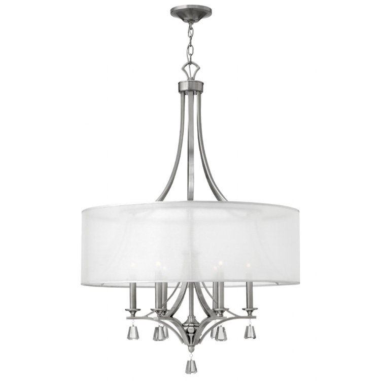 Brushed Nickel 30.25" Drum Chandelier with Sheer Shade