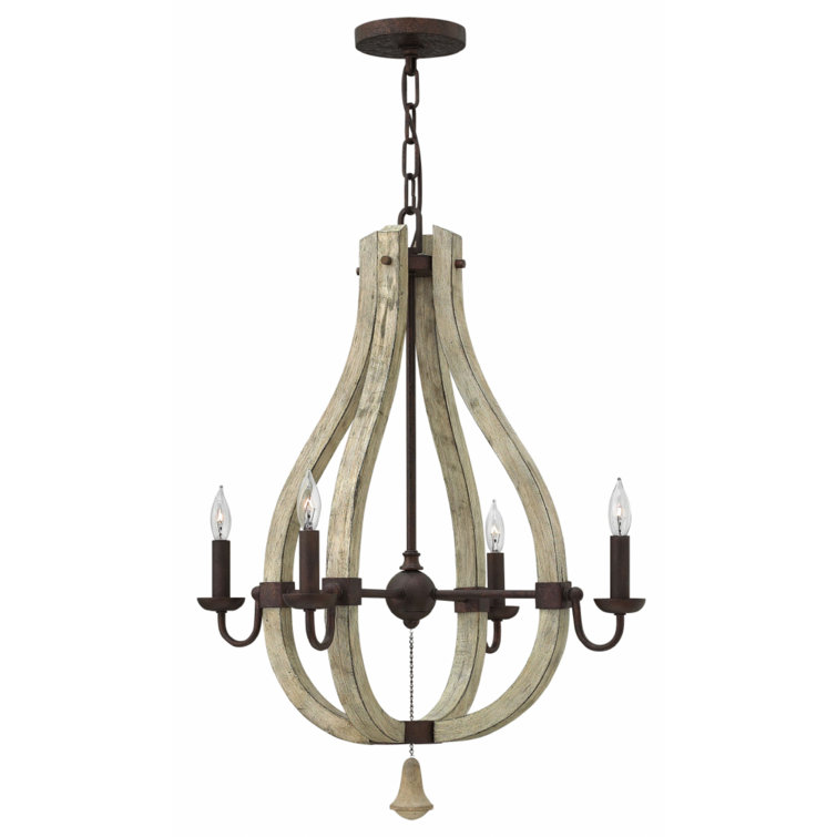 Rustic Chic Iron Rust & Weathered Ash 4-Light Mini Chandelier