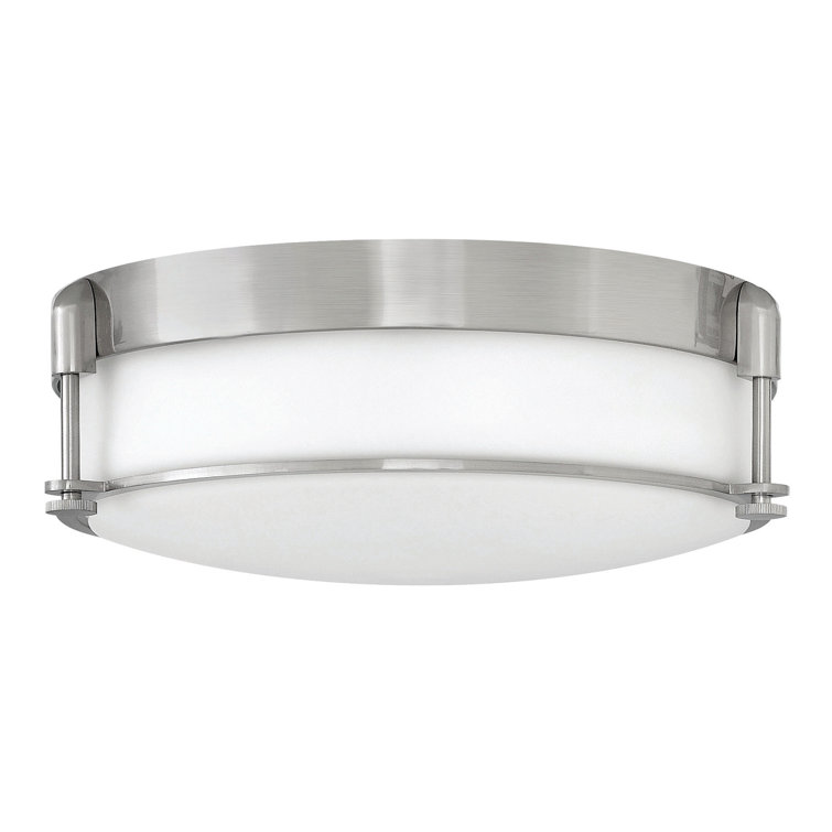 Sleek Nickel and Glass 3-Light Drum LED Flush Mount