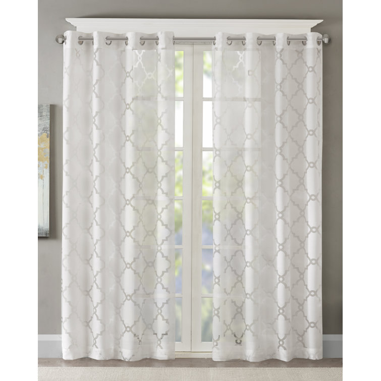 White Sheer Polyester Grommet Curtain Panel