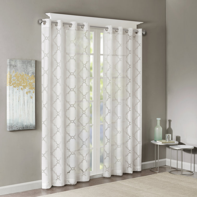 White Sheer Polyester Grommet Curtain Panel