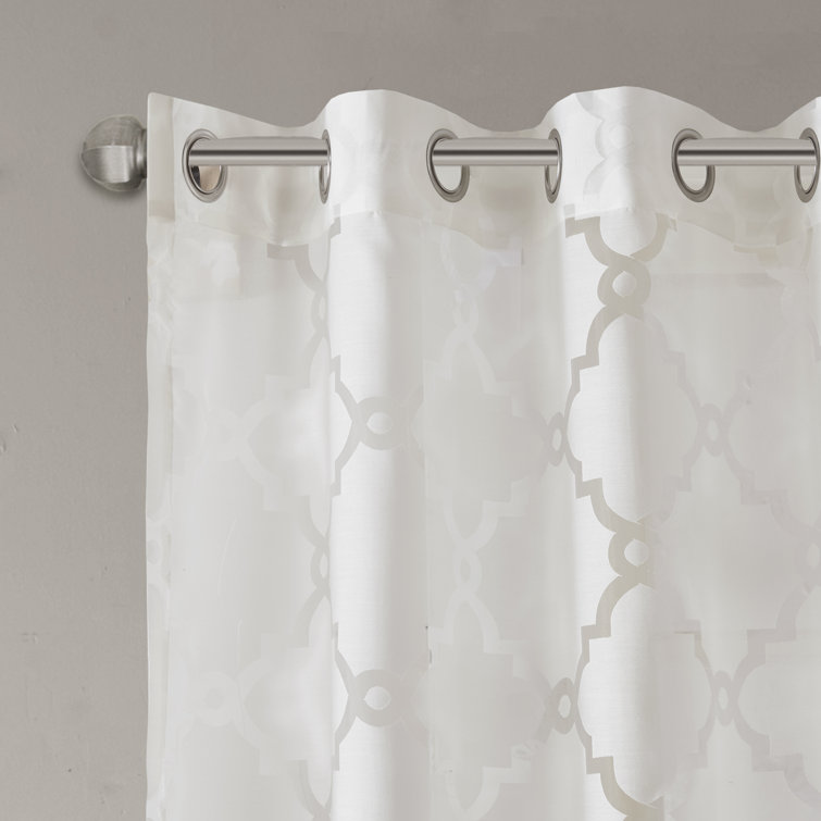White Sheer Polyester Grommet Curtain Panel