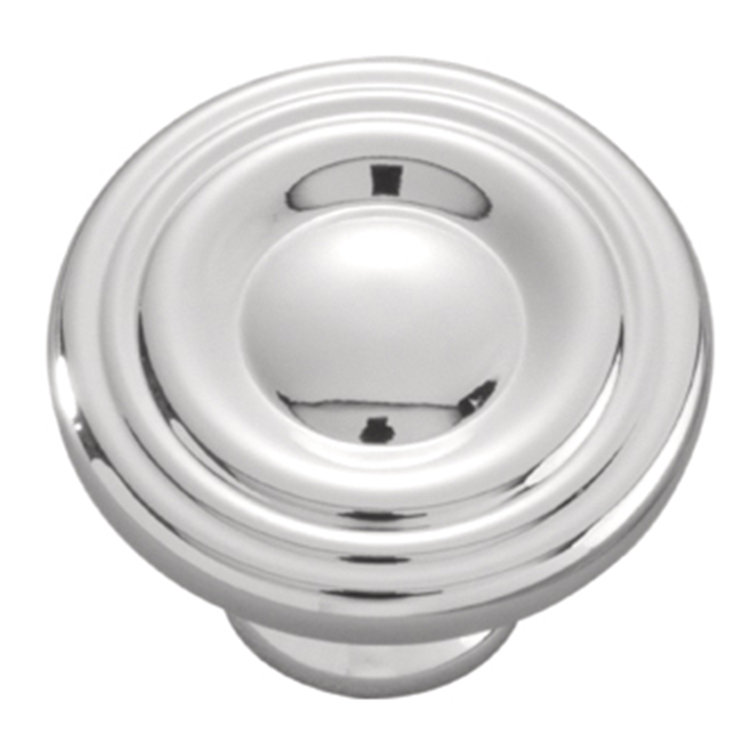 Polished Chrome Round Cabinet Knob with Mounting Hardware