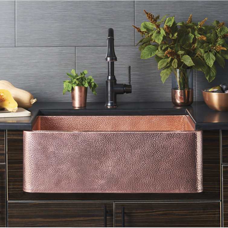 30'' Polished Copper Farmhouse Apron Kitchen Sink