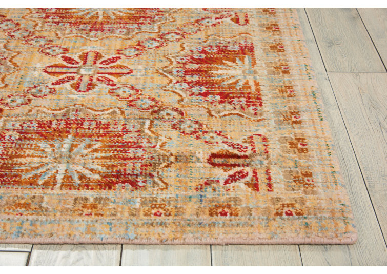 Crimson Red Wool and Synthetic Rectangular Area Rug