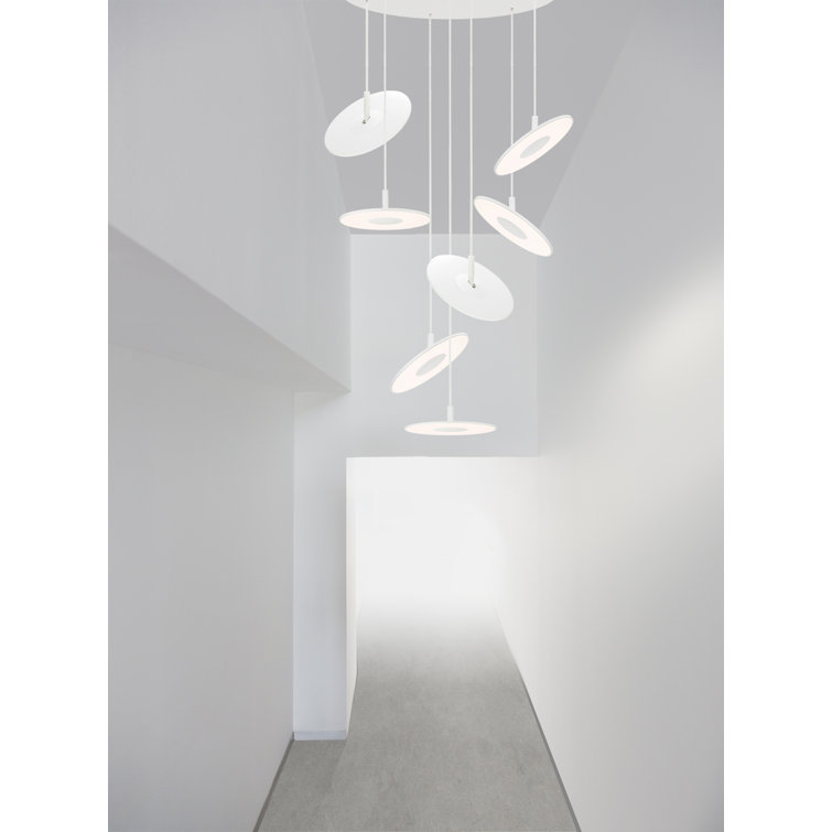 Circa Small White Geometric LED Pendant with USB Charging